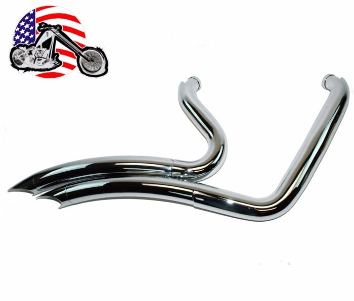 2 1/4" Chrome Big Radius Radius Curves Full Exhaust Drag Pipe System Harley Dyna