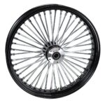 21 x 3.5 Chrome 46 Fat Spoke Front Black Rim Wheel Harley Touring Dual Disc
