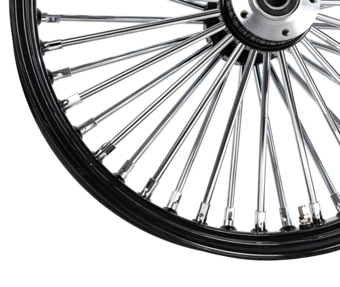 21 x 3.5 Chrome 46 Fat Spoke Front Black Rim Wheel Harley Touring Dual Disc