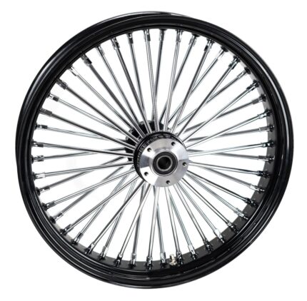 21 x 3.5 Chrome 46 Fat Spoke Front Black Rim Wheel Harley Touring Dual Disc