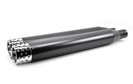 4" Black Swiss Cheese Slip-On Mufflers Exhaust Pipes 2017-2020 Harley Touring