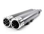 4" Black Swiss Cheese Slip-On Mufflers Exhaust Pipes 2017-2020 Harley Touring
