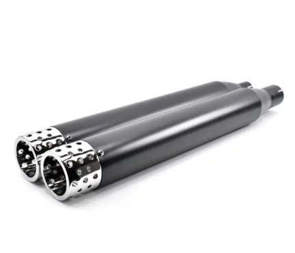 4" Black Swiss Cheese Slip-On Mufflers Exhaust Pipes 2017-2020 Harley Touring