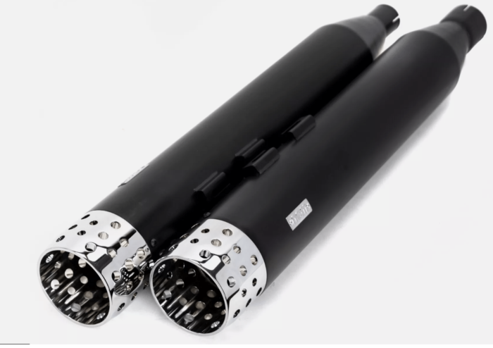 4.5" Black Swiss Cheese Slip-On Mufflers Exhaust Pipes 2017+ Harley Touring M8