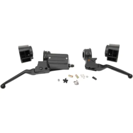 Black Handlebar Controls Control Set Dual Disc Harley Touring Softail FXR 84-95