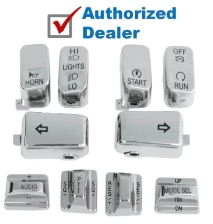Chrome Handlebar Switch Buttons Cap Covers Radio Cruise Control Harley Touring