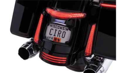 Ciro Black Smoked Latitude Tail Light License Plate Mount Harley Touring 14-22