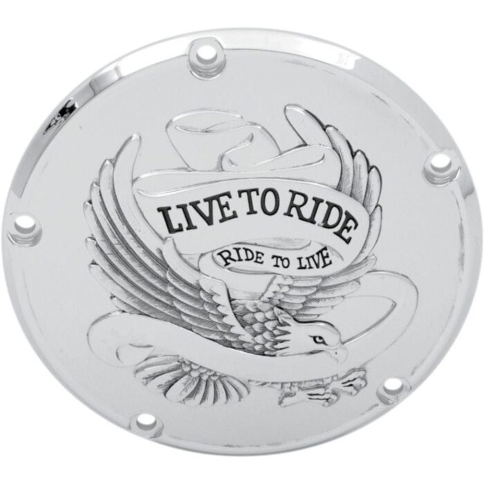 Drag Specialties Chrome 5 Hole Live To Ride Derby Cover Harley Big Twin 99-18
