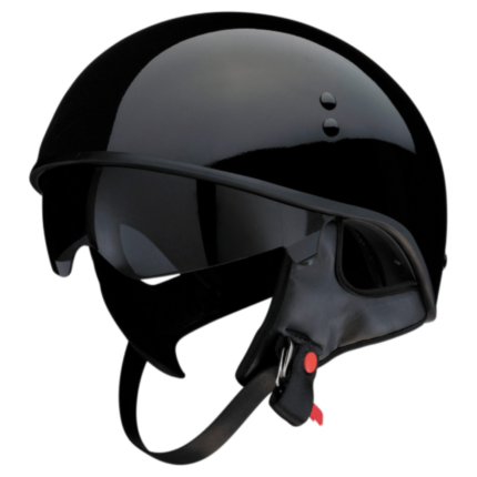 Z1R Vagrant Gloss Black Motorcycle Half Face Helmet w/ Dropdown Visor